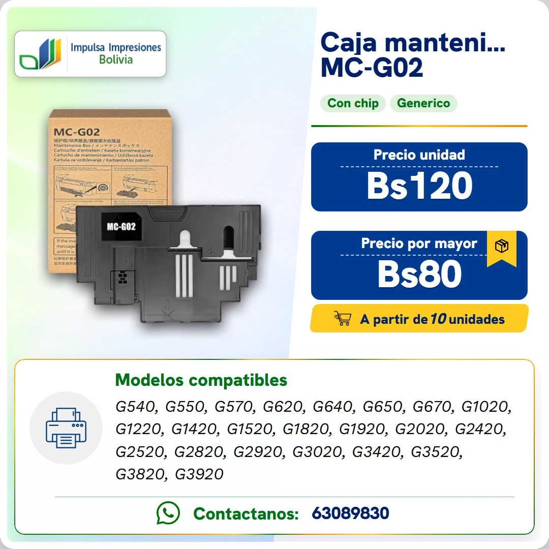 Caja de Mantenimiento Canon MC-G02 ficha generada