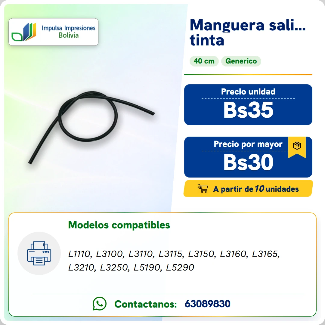MANGUERAS DE SALIDA DE TINTA. Largo: 40cm ficha generada
