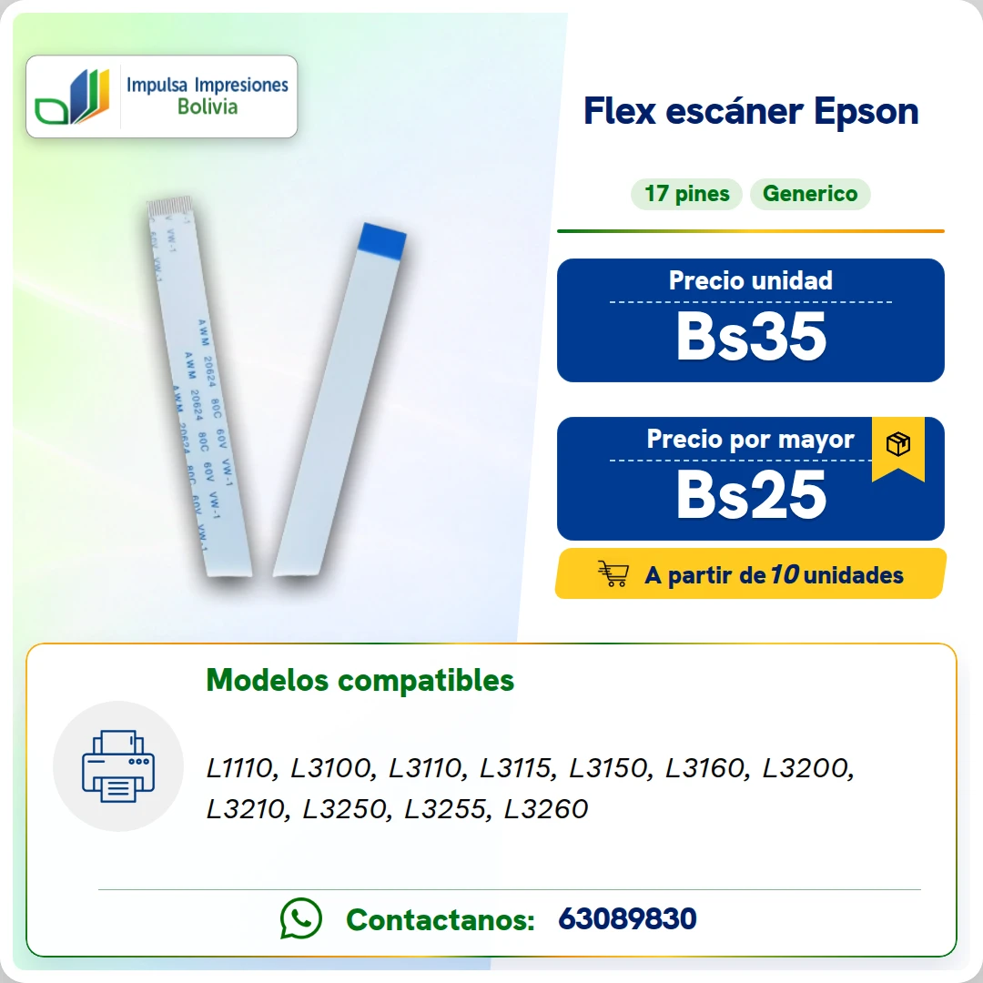 FLEX ESCANER EPSON L11XX – L32XX. Longitud: 34cm, 17pin ficha generada