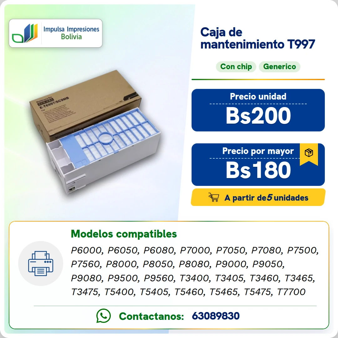 Caja de Mantenimiento Epson Plotter T6997 | T5470 ficha generada