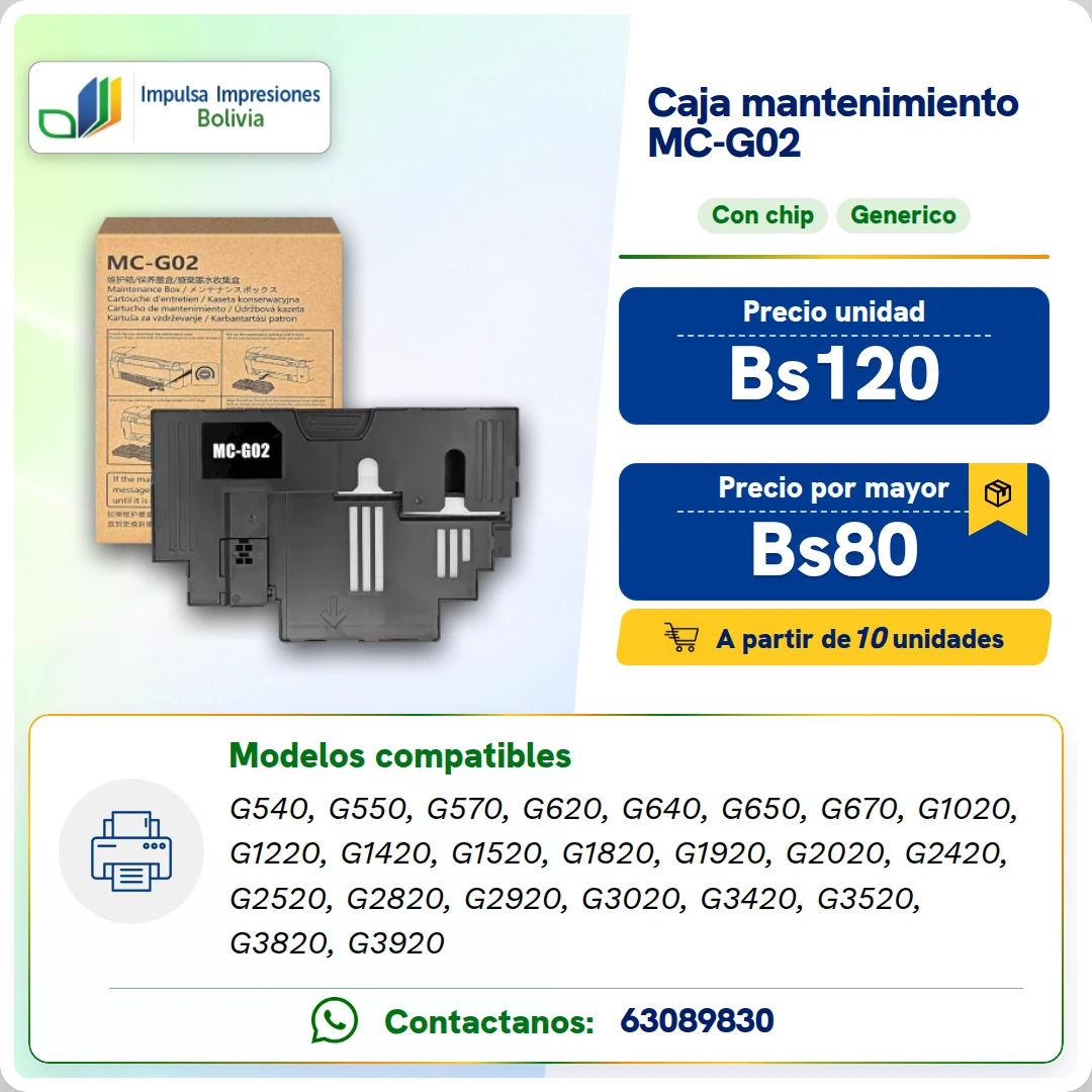 Caja de Mantenimiento Canon MC-G02 ficha generada