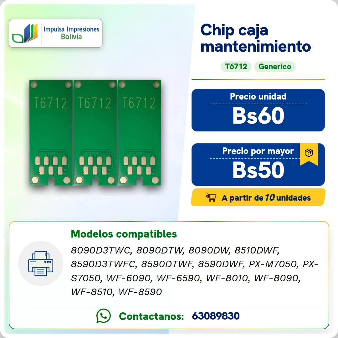 Chips Cajas de Mantenimiento Epson WorkForce T6712 ficha generada