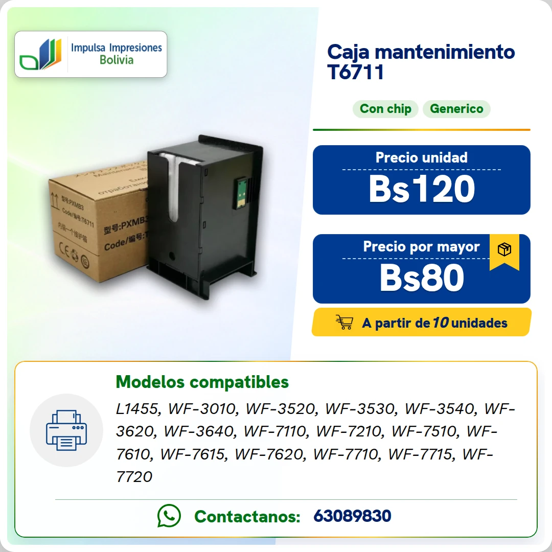 Caja de Mantenimiento Epson T6711 ficha generada