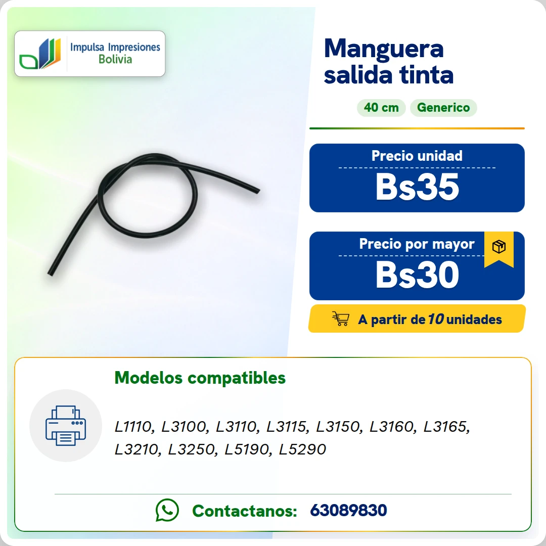 MANGUERAS DE SALIDA DE TINTA. Largo: 40cm ficha generada
