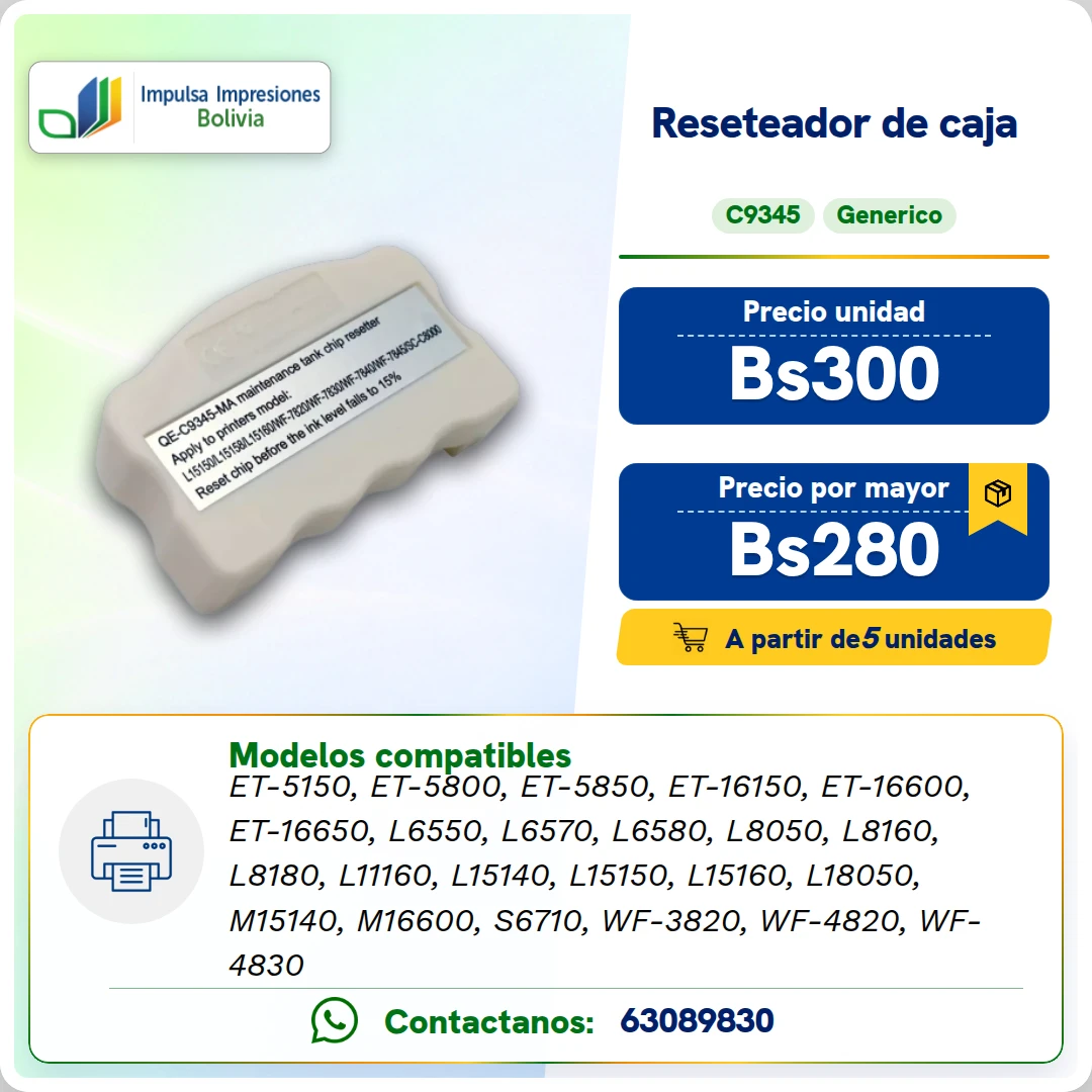 Reset Caja de mantenimiento C9345 ficha generada