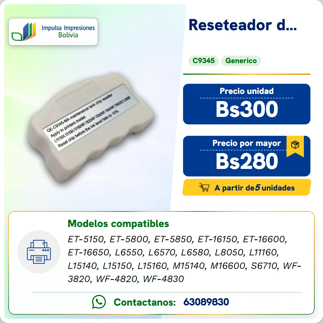 Reset Caja de mantenimiento C9345 ficha generada