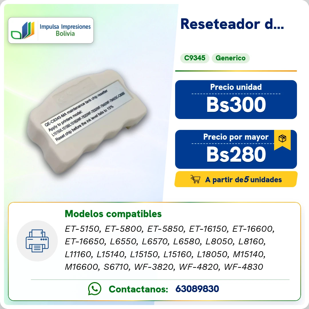 Reset Caja de mantenimiento C9345 ficha generada
