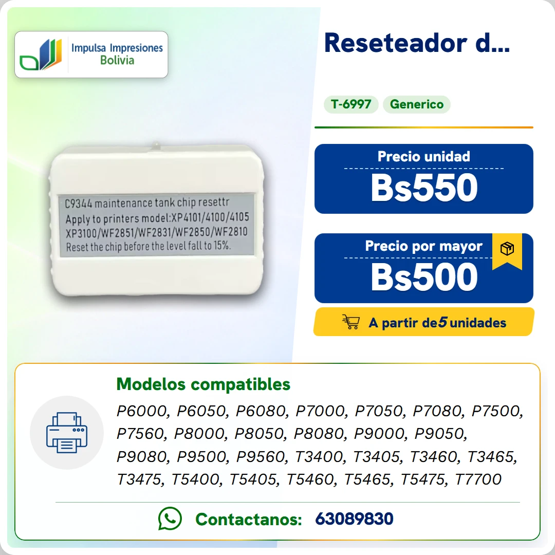Reset Caja de mantenimiento T-6997 ficha generada